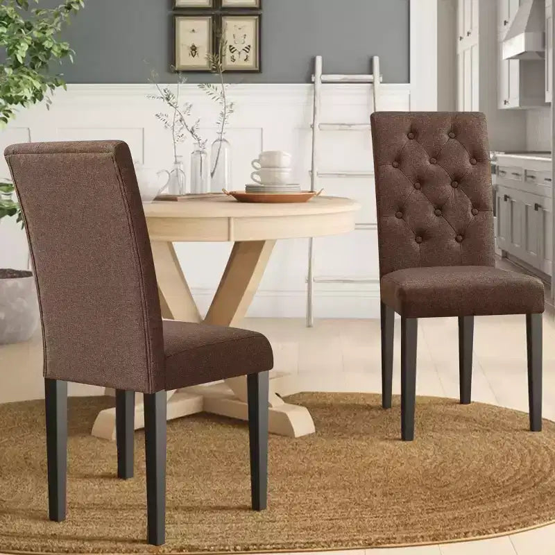Gepolsterter Parsons-Stuhl aus Leinenstoff, Esszimmerstuhl, 2er-Set