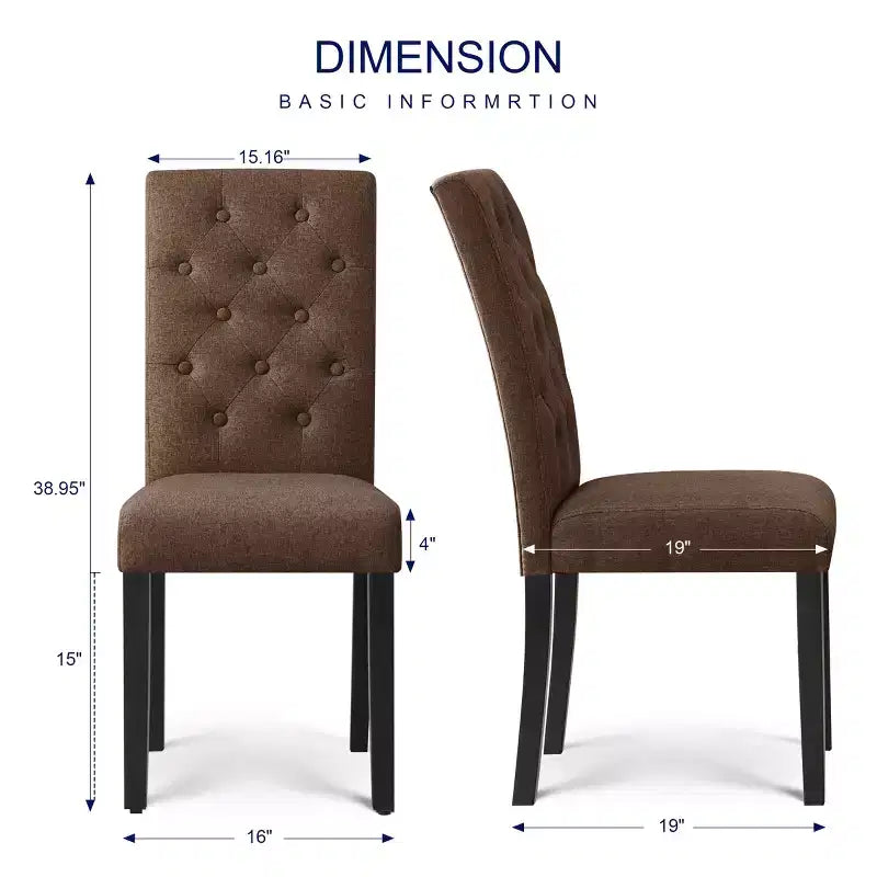 Gepolsterter Parsons-Stuhl aus Leinenstoff, Esszimmerstuhl, 2er-Set