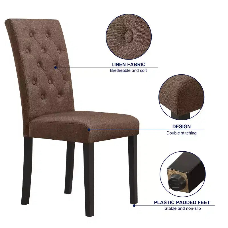 Lot de 2 chaises de salle à manger Parsons rembourrées en lin