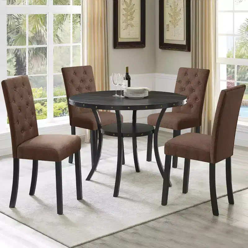 Lot de 2 chaises de salle à manger Parsons rembourrées en lin