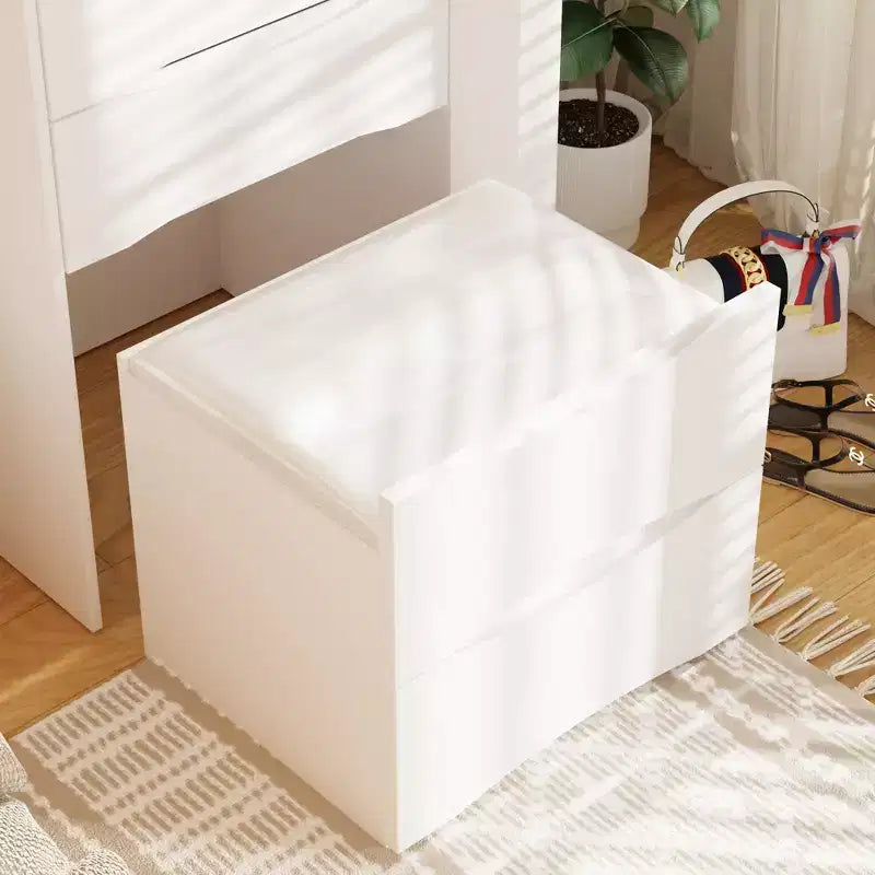 Weißer klappbarer Schminktisch mit Stauraum, All-in-one-Design, seitlich ausziehbare Organizerfächer