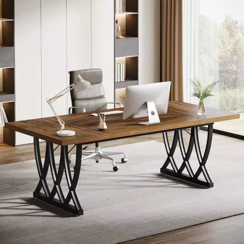 Escritorio ejecutivo de 70.86 pulgadas, escritorio grande para computadora, mesa rectangular de estudio y escritura para oficina en casa