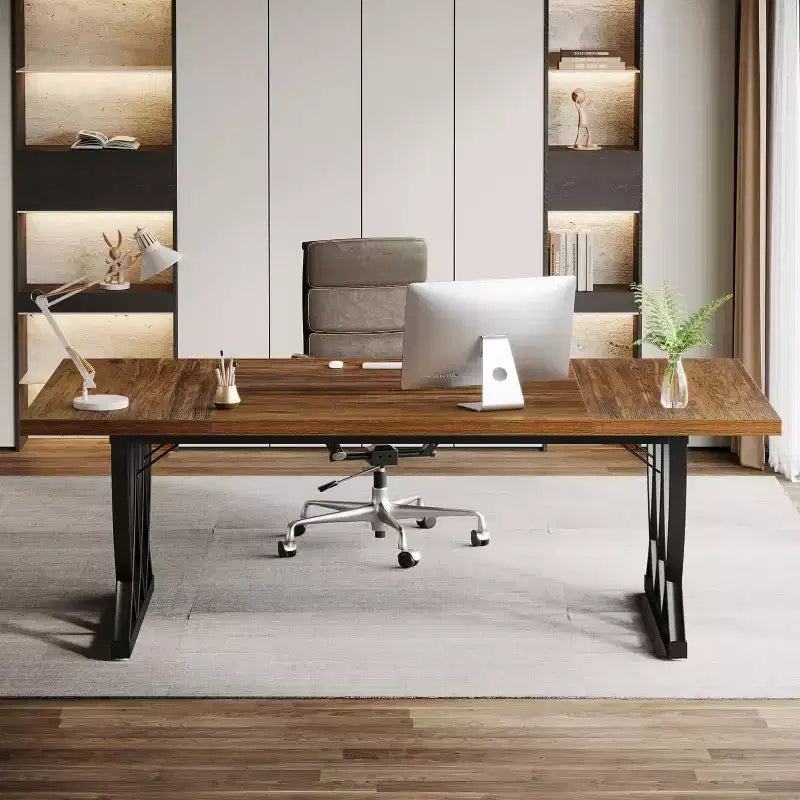 Escritorio ejecutivo de 70.86 pulgadas, escritorio grande para computadora, mesa rectangular de estudio y escritura para oficina en casa