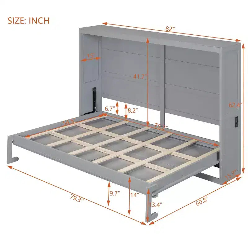 Murphy-Bett mit Wandmontage im modernen Design und USB-Ladestation