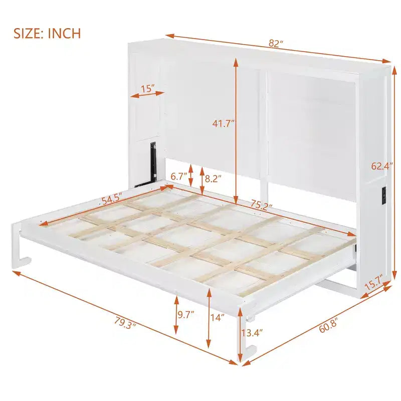 Murphy-Bett mit Wandmontage im modernen Design und USB-Ladestation