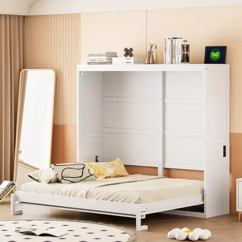 Cama abatible de pared de diseño moderno con estación de carga USB