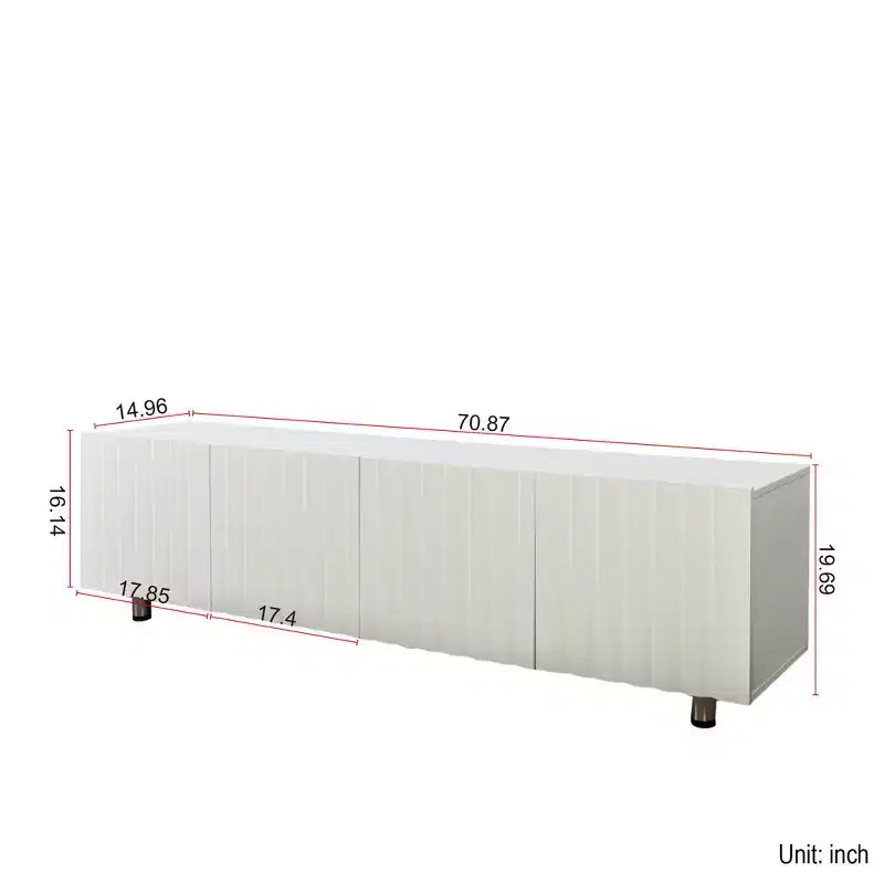 Mueble moderno para TV con 2 cajones extraíbles, centro de entretenimiento blanco con almacenamiento para sala de estar, tablero de madera resistente y patas metálicas