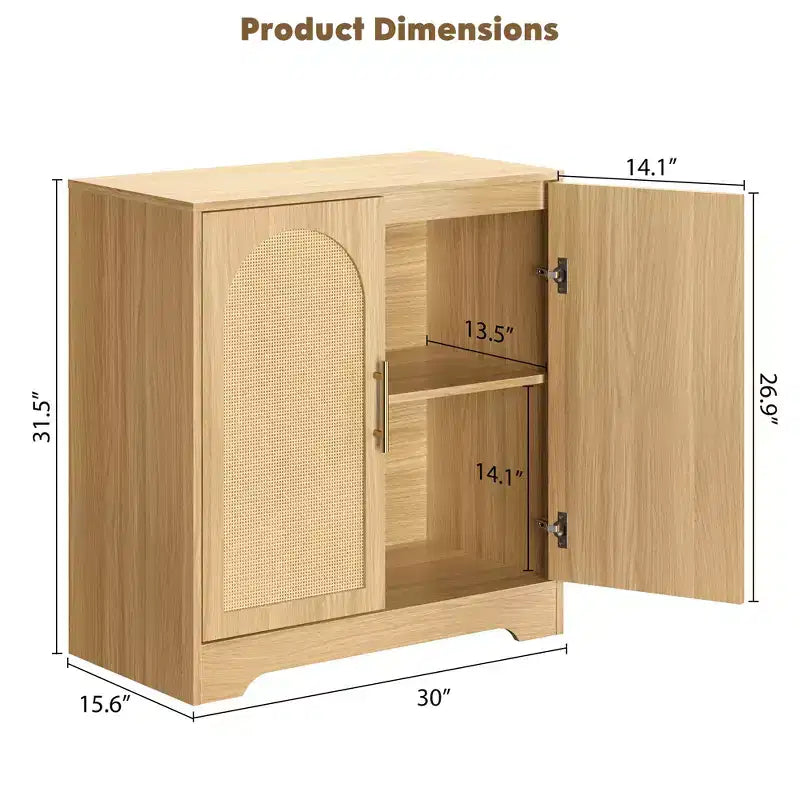 Aparador con puertas de ratán y estantes, moderna mesa consola de almacenamiento tipo buffet para comedor, sala de estar, entrada o cocina