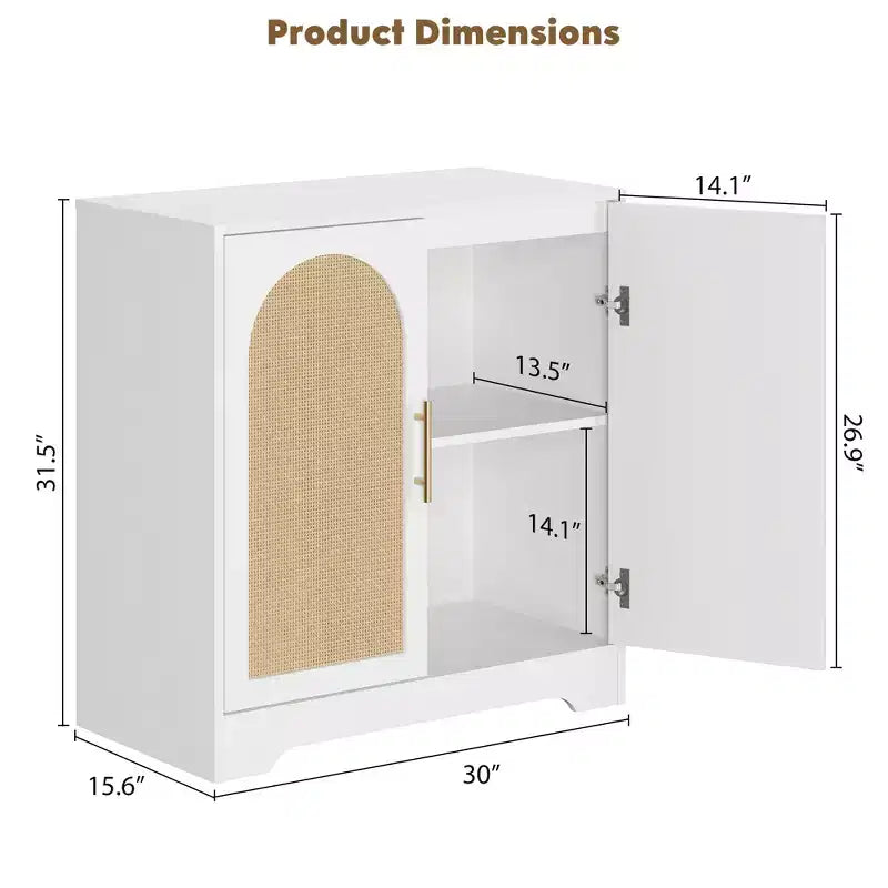Aparador con puertas de ratán y estantes, moderna mesa consola de almacenamiento tipo buffet para comedor, sala de estar, entrada o cocina