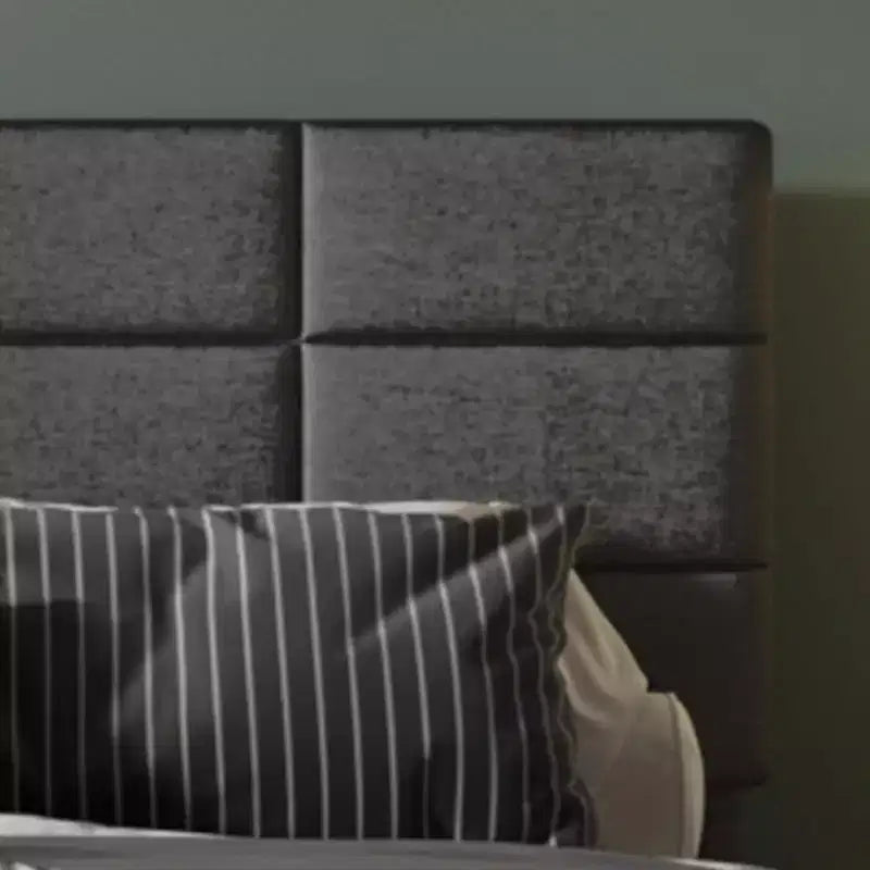 Estructura de cama con plataforma tapizada en lino y cabecero de altura ajustable, estructura metálica para cama individual con fuertes láminas de madera y patas de apoyo
