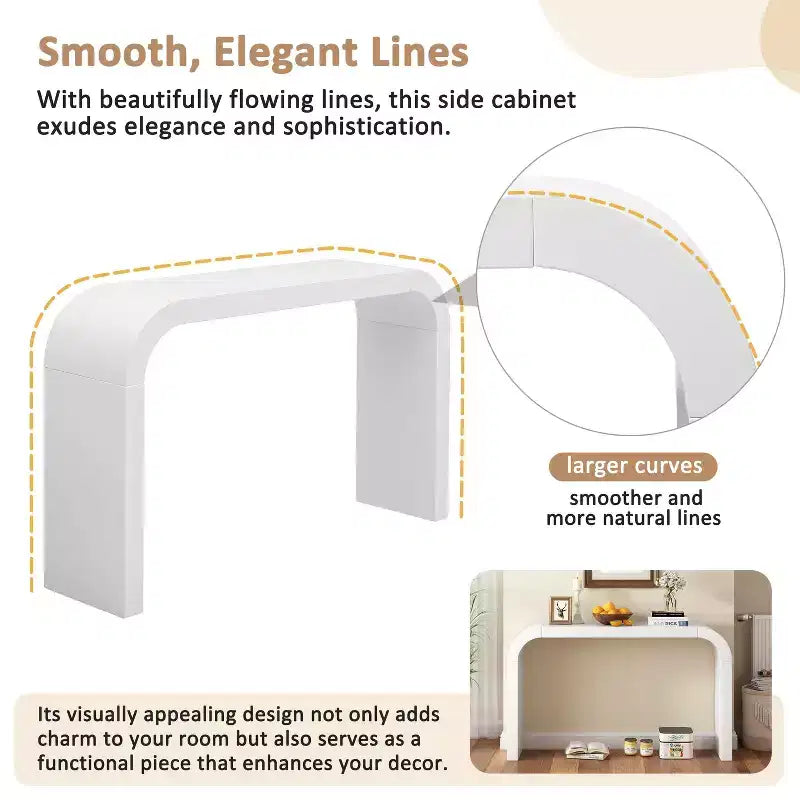 Console moderne de 52 pouces, table d’entrée étroite aux lignes courbes élégantes, table d’appoint étroite et robuste pour couloir, salon ou entrée