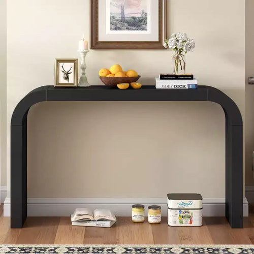 Consola moderna de 52, mesa estrecha para entrada con elegantes líneas curvas, mesa auxiliar estrecha y resistente para sofá, pasillo, sala de estar y entrada