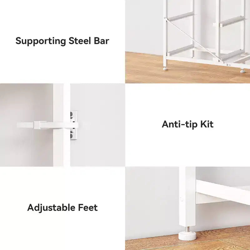 Weiße Kommode mit 10 Schubladen, TV-Ständer für 65-Zoll-Fernseher mit Ladestation, LED-Leuchten, Medienkonsole, 55 Zoll breit, Schlafzimmerkommode, Entertainment-Möbel