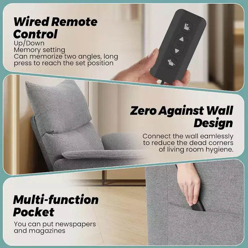 Fauteuil inclinable avec massage et chauffage, fauteuil une place inclinable réglable avec télécommande, siège de cinéma maison et fauteuil pour salon, gris