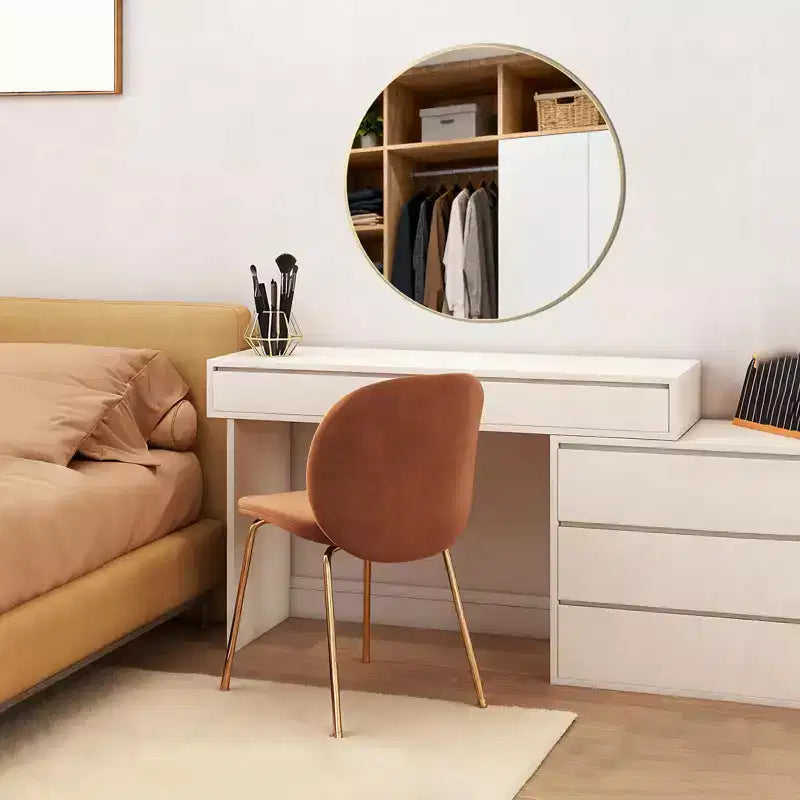 Miroir de salle de bain rond moderne en verre, miroir mural de coiffeuse avec cadre en alliage d’aluminium pour salle de bain ou entrée