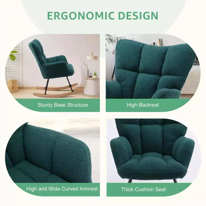 Sillón mecedor deslizante con respaldo alto, sillón tapizado decorativo, silla de lectura moderna para sala de estar y dormitorio