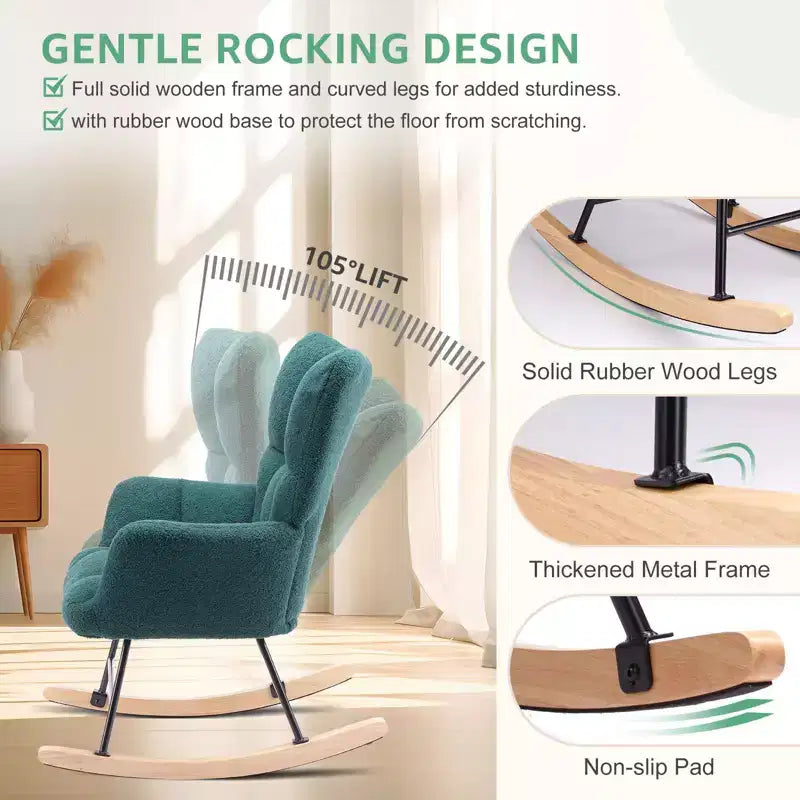 Sillón mecedor deslizante con respaldo alto, sillón tapizado decorativo, silla de lectura moderna para sala de estar y dormitorio