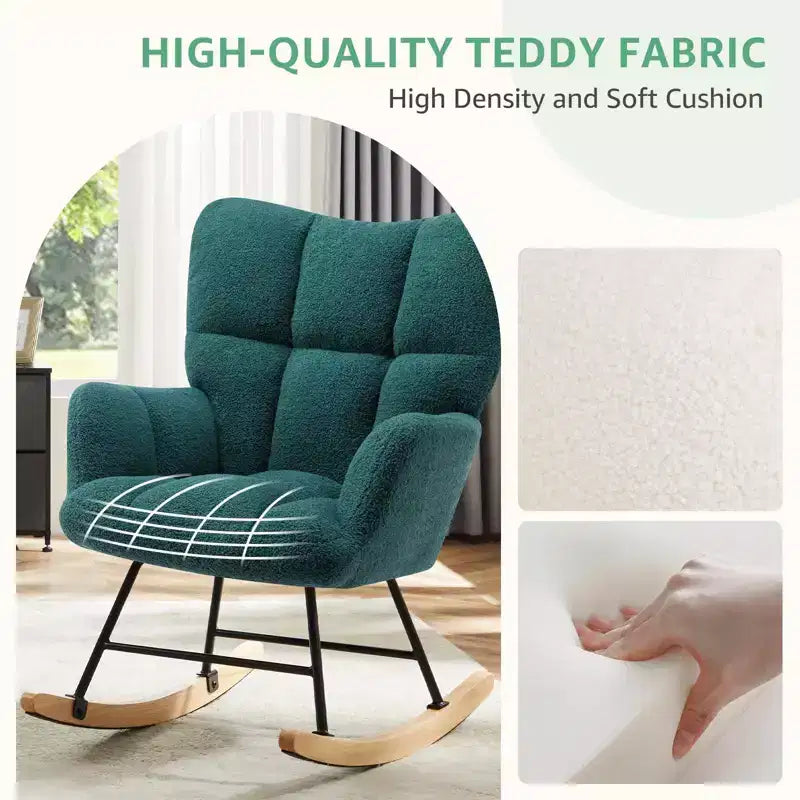 Sillón mecedor deslizante con respaldo alto, sillón tapizado decorativo, silla de lectura moderna para sala de estar y dormitorio