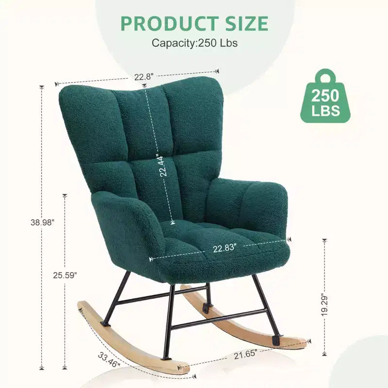 Sillón mecedor deslizante con respaldo alto, sillón tapizado decorativo, silla de lectura moderna para sala de estar y dormitorio