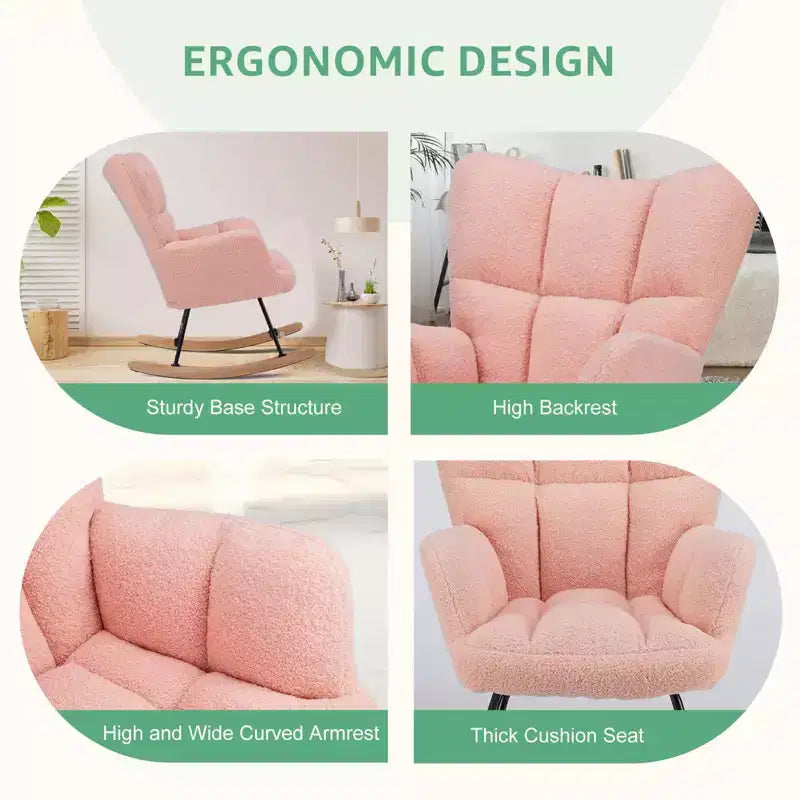 Sillón mecedor deslizante con respaldo alto, sillón tapizado decorativo, silla de lectura moderna para sala de estar y dormitorio