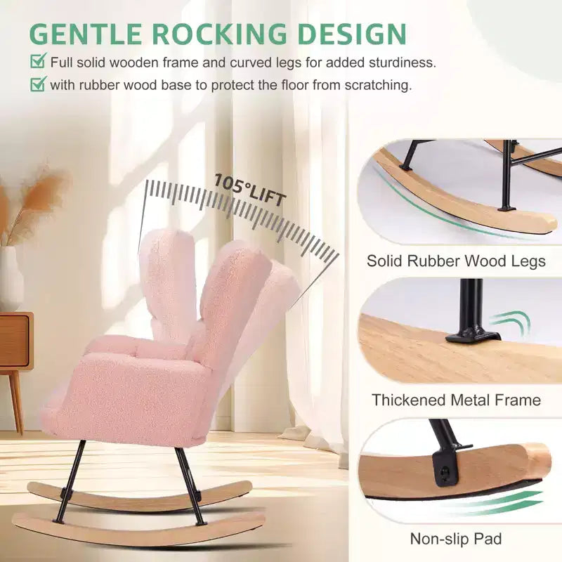 Sillón mecedor deslizante con respaldo alto, sillón tapizado decorativo, silla de lectura moderna para sala de estar y dormitorio