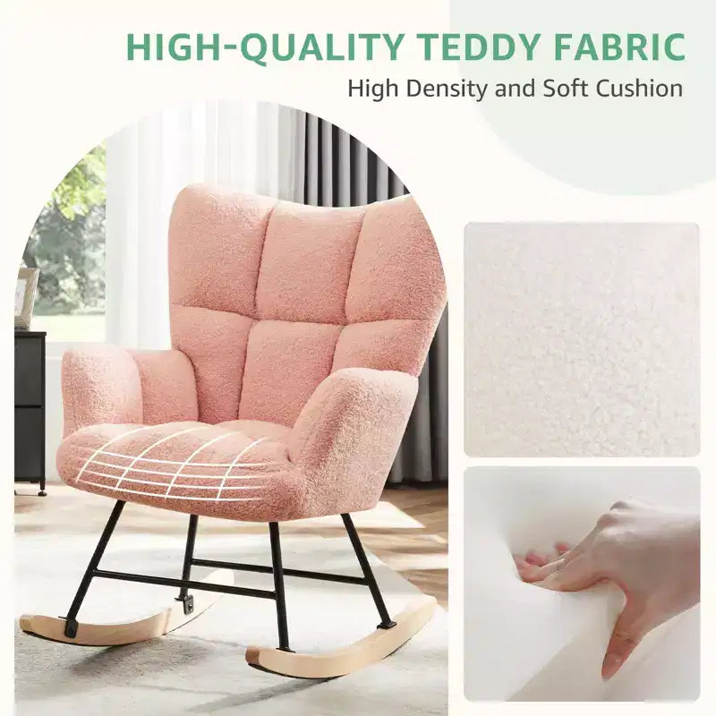 Sillón mecedor deslizante con respaldo alto, sillón tapizado decorativo, silla de lectura moderna para sala de estar y dormitorio