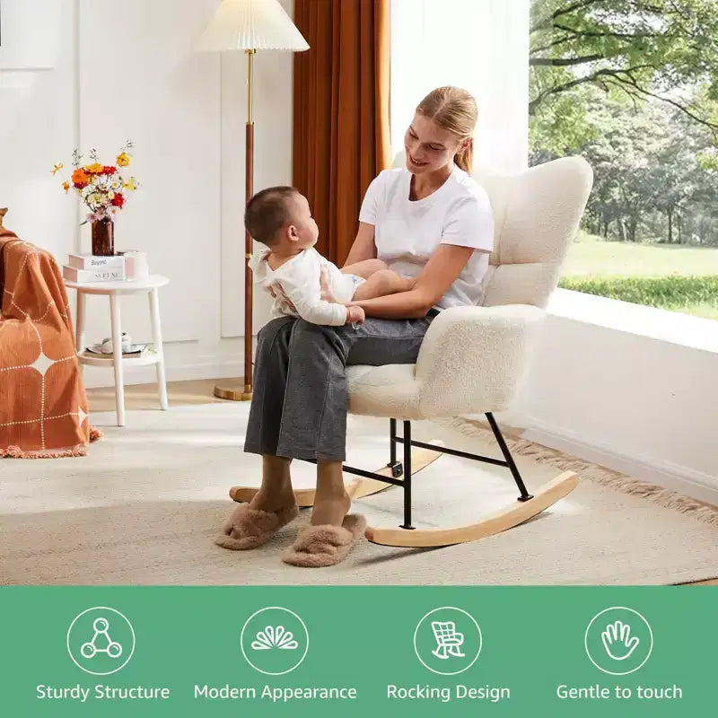 Sillón mecedor deslizante con respaldo alto, sillón tapizado decorativo, silla de lectura moderna para sala de estar y dormitorio