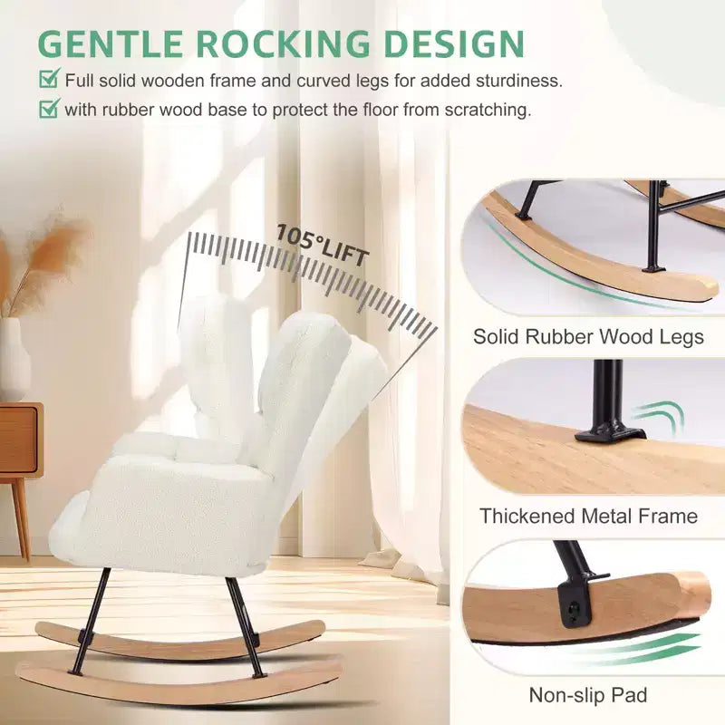 Sillón mecedor deslizante con respaldo alto, sillón tapizado decorativo, silla de lectura moderna para sala de estar y dormitorio