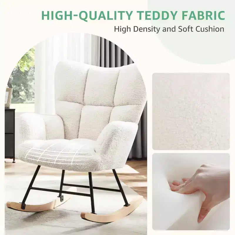 Sillón mecedor deslizante con respaldo alto, sillón tapizado decorativo, silla de lectura moderna para sala de estar y dormitorio