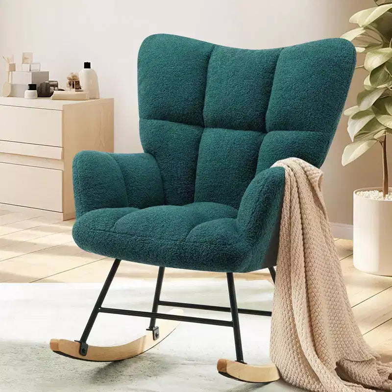Sillón mecedor deslizante con respaldo alto, sillón tapizado decorativo, silla de lectura moderna para sala de estar y dormitorio