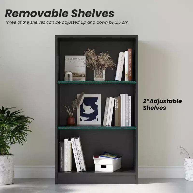 Estantería de madera de 3/4/5 estantes, librero alto con estantes ajustables, organizador de almacenamiento para sala de estar, dormitorio u oficina