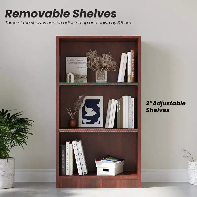 Estantería de madera de 3/4/5 estantes, librero alto con estantes ajustables, organizador de almacenamiento para sala de estar, dormitorio u oficina