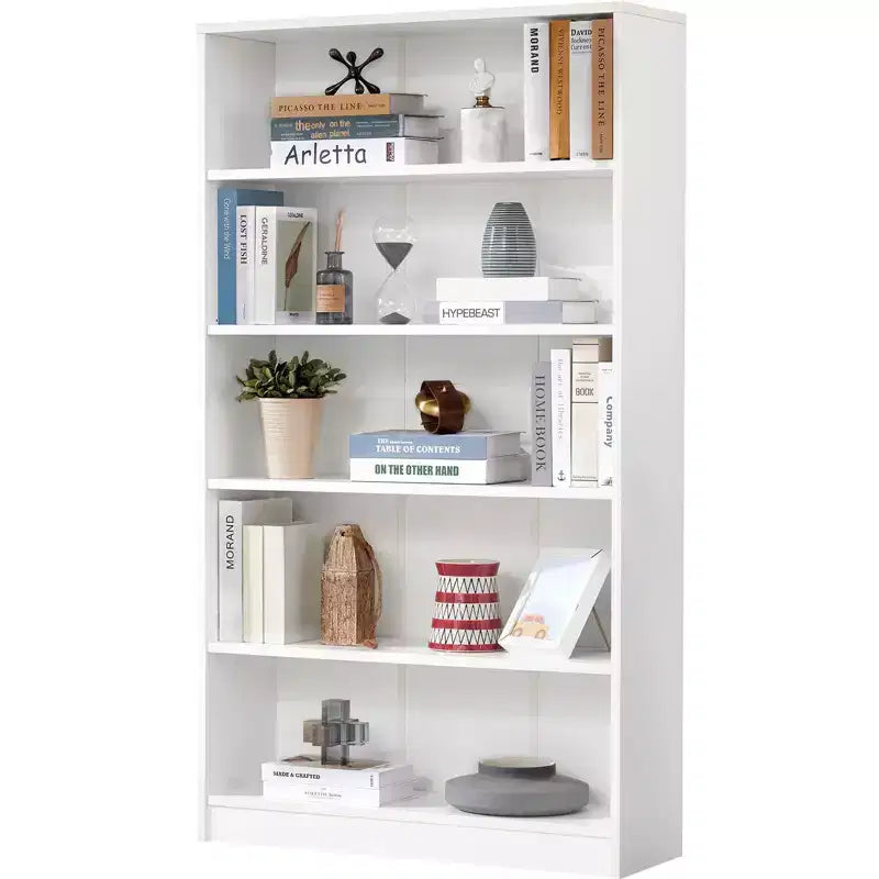 Estantería de madera de 3/4/5 estantes, librero alto con estantes ajustables, organizador de almacenamiento para sala de estar, dormitorio u oficina