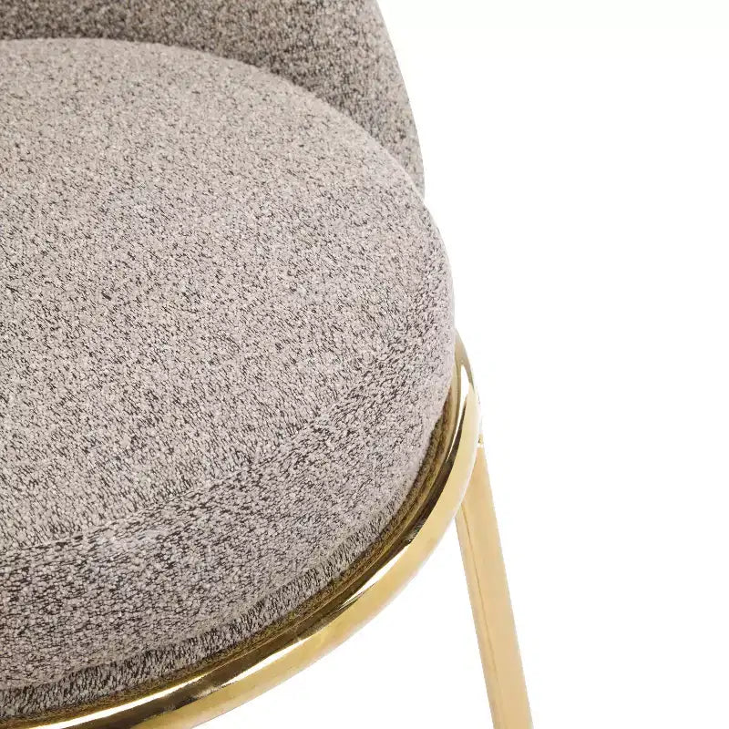 Lot de 2 tabourets de bar en métal rembourrés, cadre plaqué or et dossier ergonomique en demi-lune pour cuisine ou bar à domicile