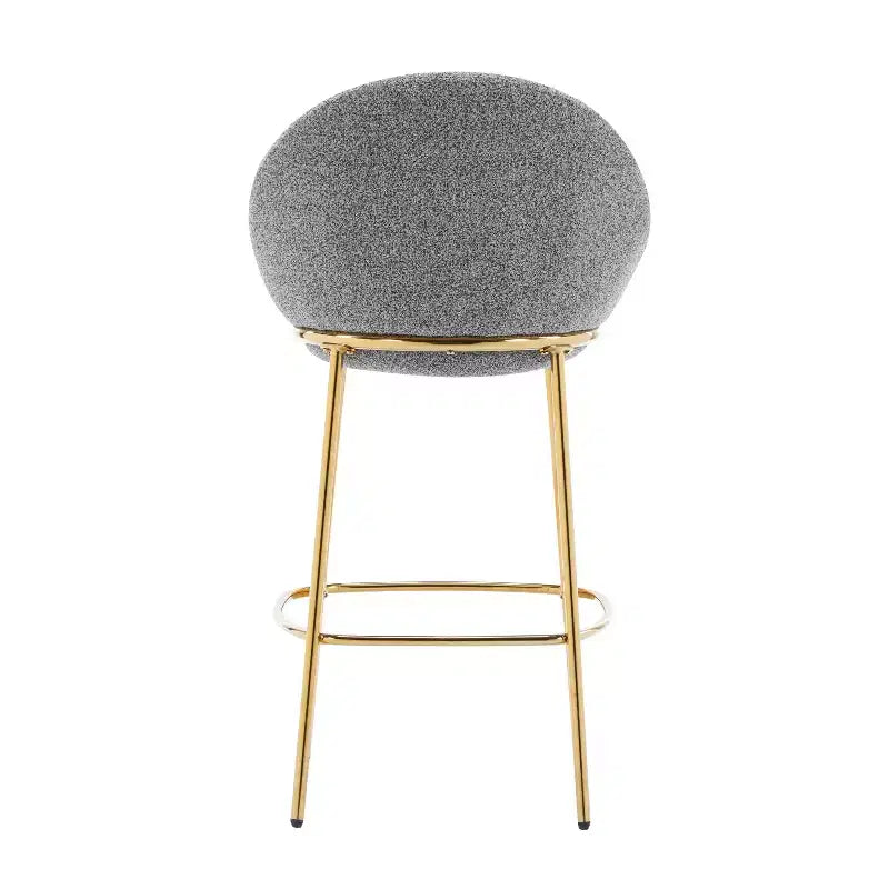 Lot de 2 tabourets de bar en métal rembourrés, cadre plaqué or et dossier ergonomique en demi-lune pour cuisine ou bar à domicile