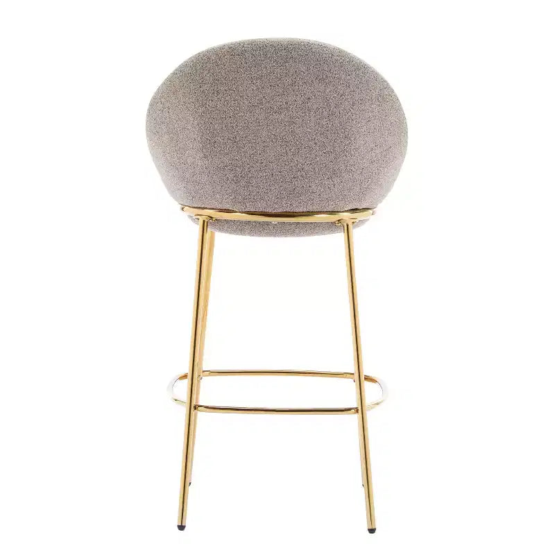 Lot de 2 tabourets de bar en métal rembourrés, cadre plaqué or et dossier ergonomique en demi-lune pour cuisine ou bar à domicile