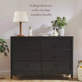 Commode à 6 tiroirs, commode robuste en bois à 6 tiroirs, organisateur élégant pour chambre et chambre d’amis