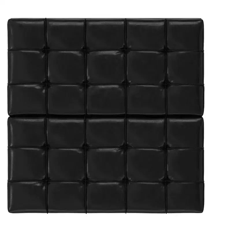 Kleiner quadratischer Couchtisch mit Stauraum, Sitzhocker aus veganem Leder