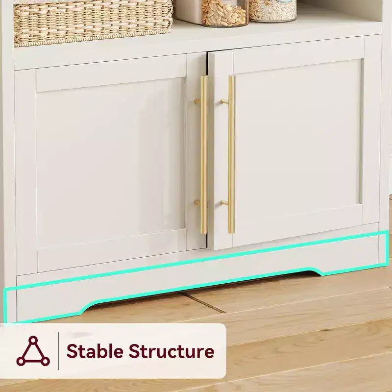 Étagère de cuisine avec placard de rangement, support pour micro-ondes, étagère de cuisine de style ferme avec plateau épais, pour cuisine ou salle à manger