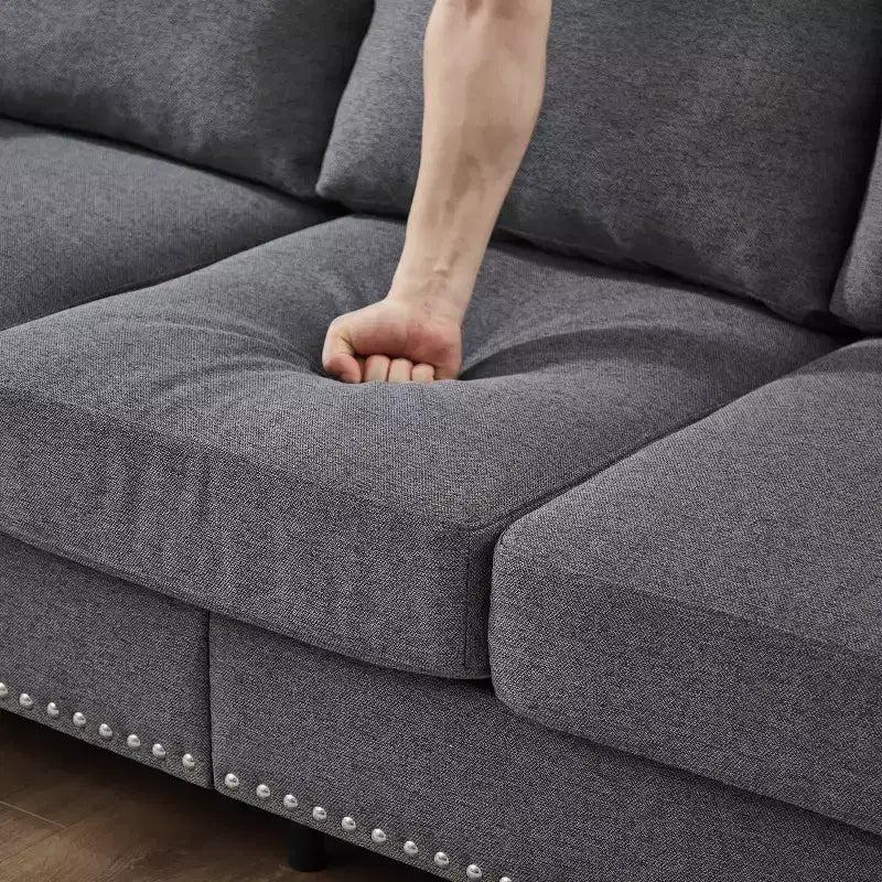 Sofá de dos plazas moderno y clásico de 59.5, tapizado en poliéster para sala de estar, gris
