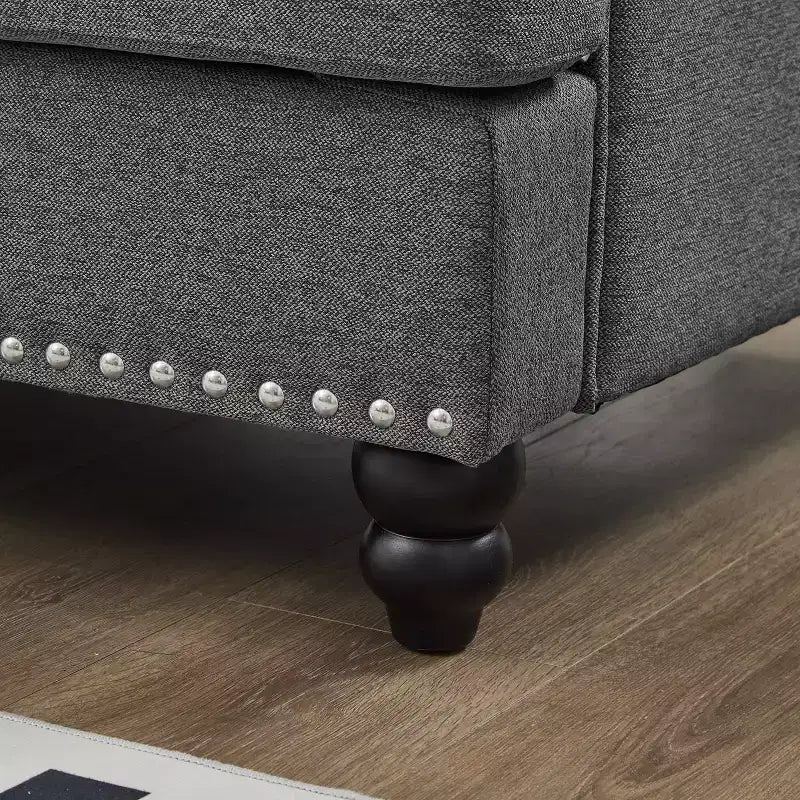 Sofá de dos plazas moderno y clásico de 59.5, tapizado en poliéster para sala de estar, gris