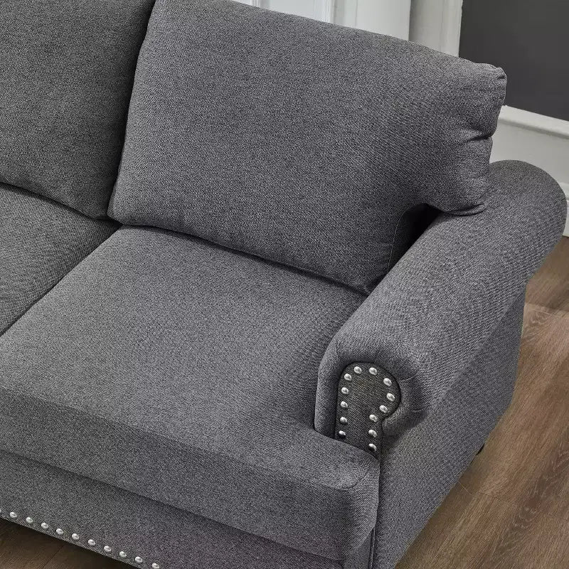 Sofá de dos plazas moderno y clásico de 59.5, tapizado en poliéster para sala de estar, gris