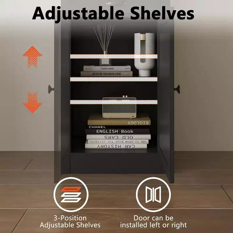 Librería alta y estrecha de 71 con puerta, estantería abierta de 3 niveles con cajón extraíble y estante ajustable, armario de una puerta para oficina en casa