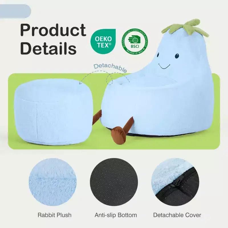 Sofá infantil tipo puf con relleno de espuma de alta densidad y forma ergonómica para leer y jugar