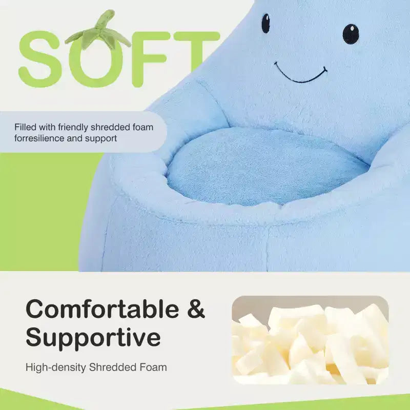 Sofá infantil tipo puf con relleno de espuma de alta densidad y forma ergonómica para leer y jugar