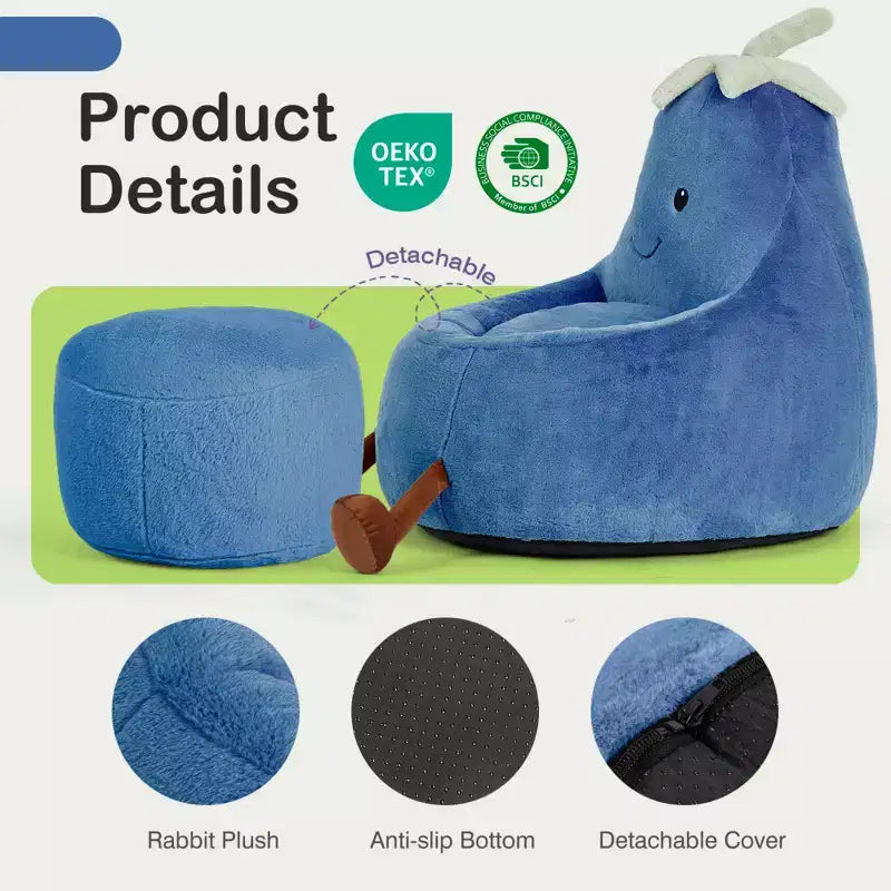 Sofá infantil tipo puf con relleno de espuma de alta densidad y forma ergonómica para leer y jugar