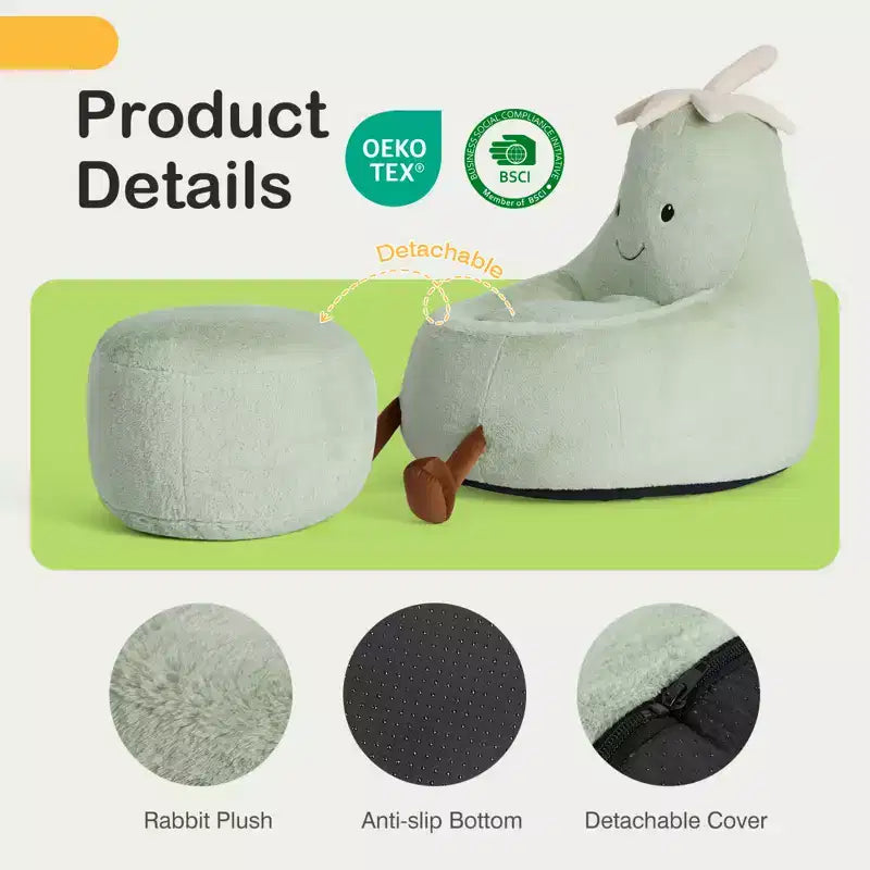 Sofá infantil tipo puf con relleno de espuma de alta densidad y forma ergonómica para leer y jugar