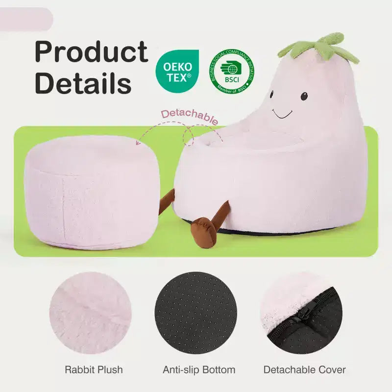 Sofá infantil tipo puf con relleno de espuma de alta densidad y forma ergonómica para leer y jugar