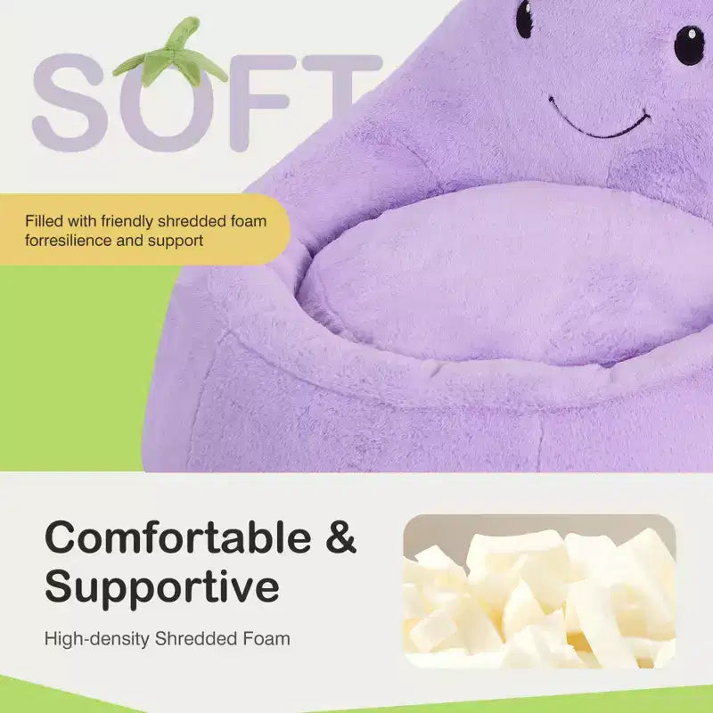 Sofá infantil tipo puf con relleno de espuma de alta densidad y forma ergonómica para leer y jugar