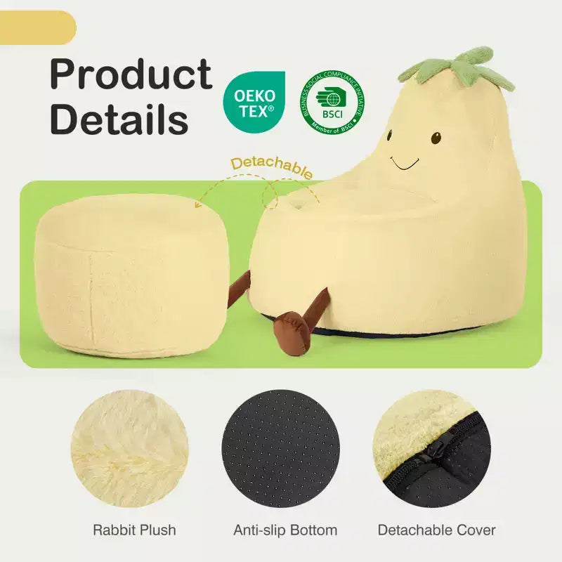 Sofá infantil tipo puf con relleno de espuma de alta densidad y forma ergonómica para leer y jugar